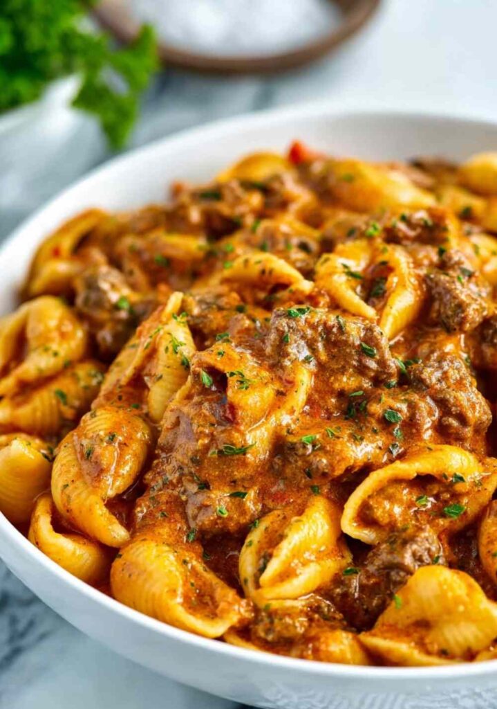 Creamy Beef and Shells