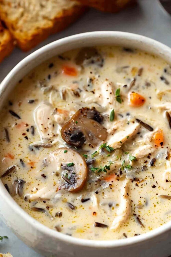 Creamy Mushroom Chicken and Wild Rice Soup 4 Creamy Mushroom Chicken and Wild Rice Soup 2
