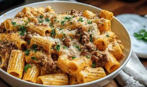 Creamy Parmesan Beef Rigatoni