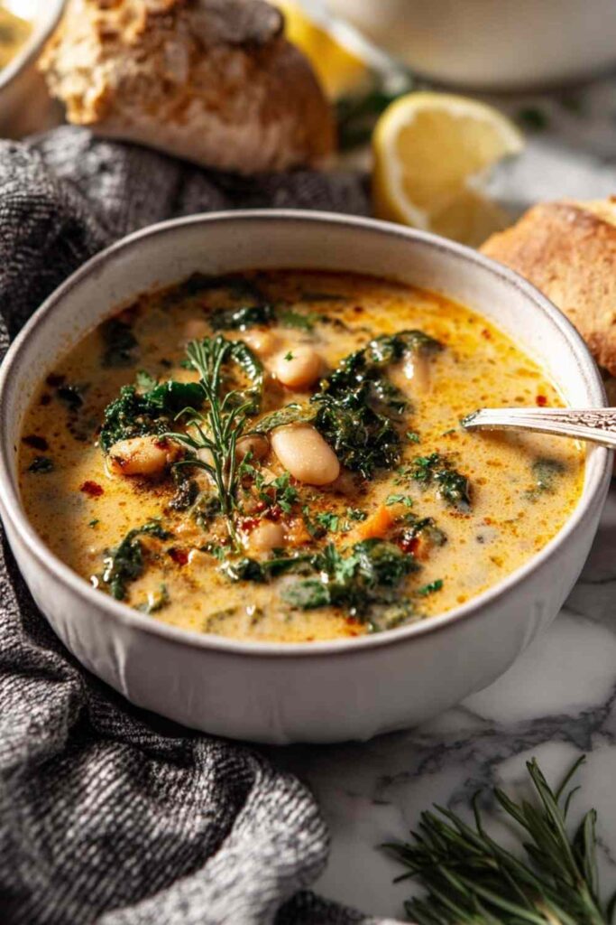 Creamy Pumpkin Black Bean Soup in a bowl topped with fresh cilantro