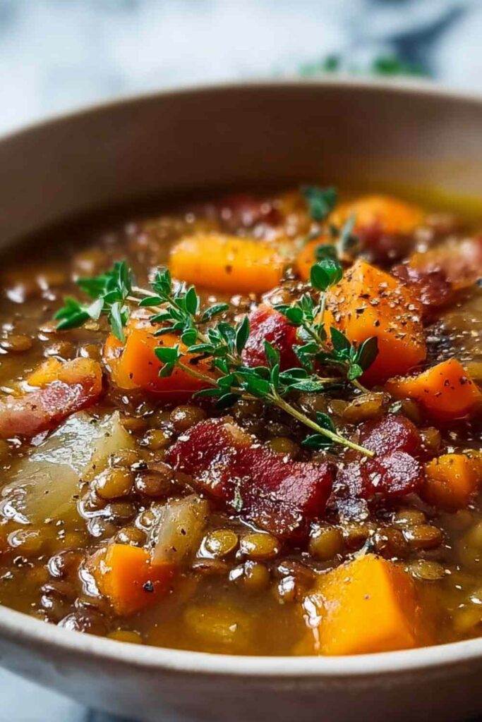 French Lentil Bacon Soup That Warms Your Soul