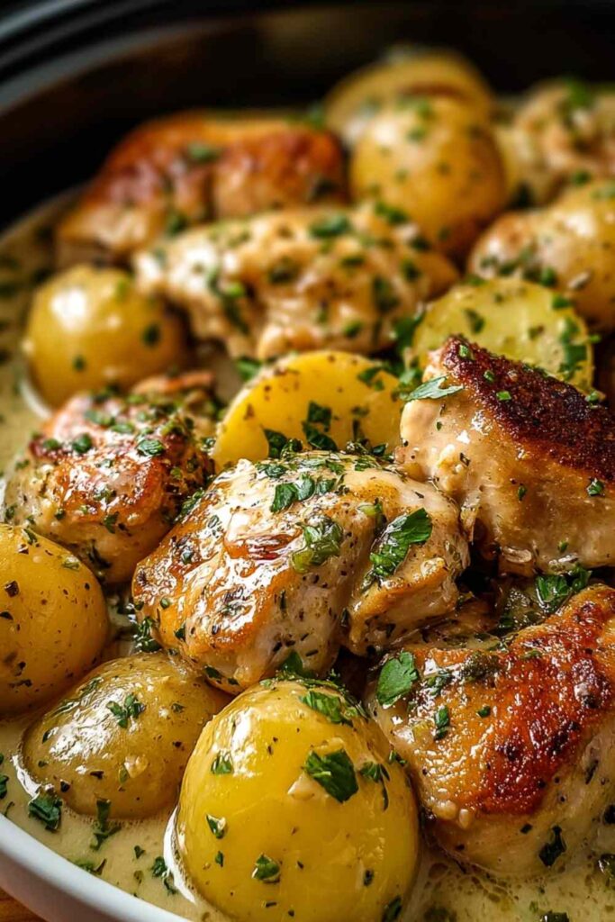 GARLIC PARMESAN CROCKPOT CHICKEN AND POTATOES 4 GARLIC PARMESAN CROCKPOT CHICKEN AND POTATOES 2