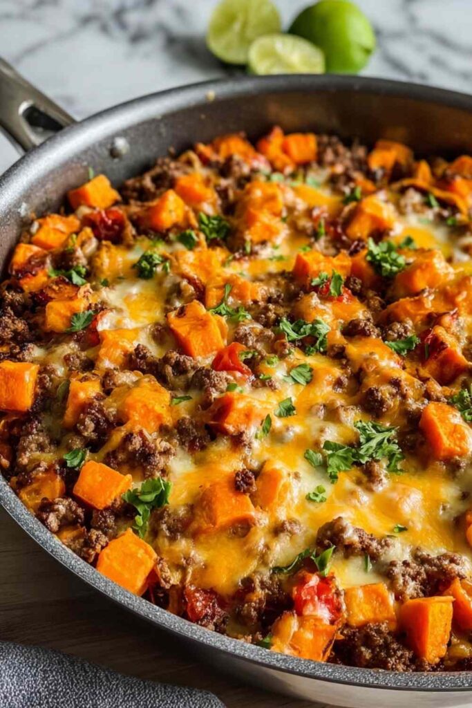 Ground Beef and Sweet Potato Skillet