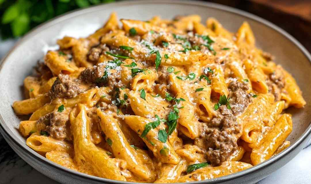 High Protein Creamy Beef Pasta