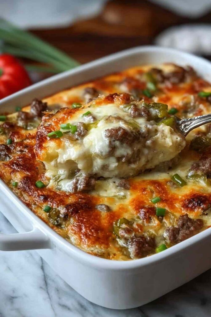 Low Carb Philly Cheesesteak Casserole 2