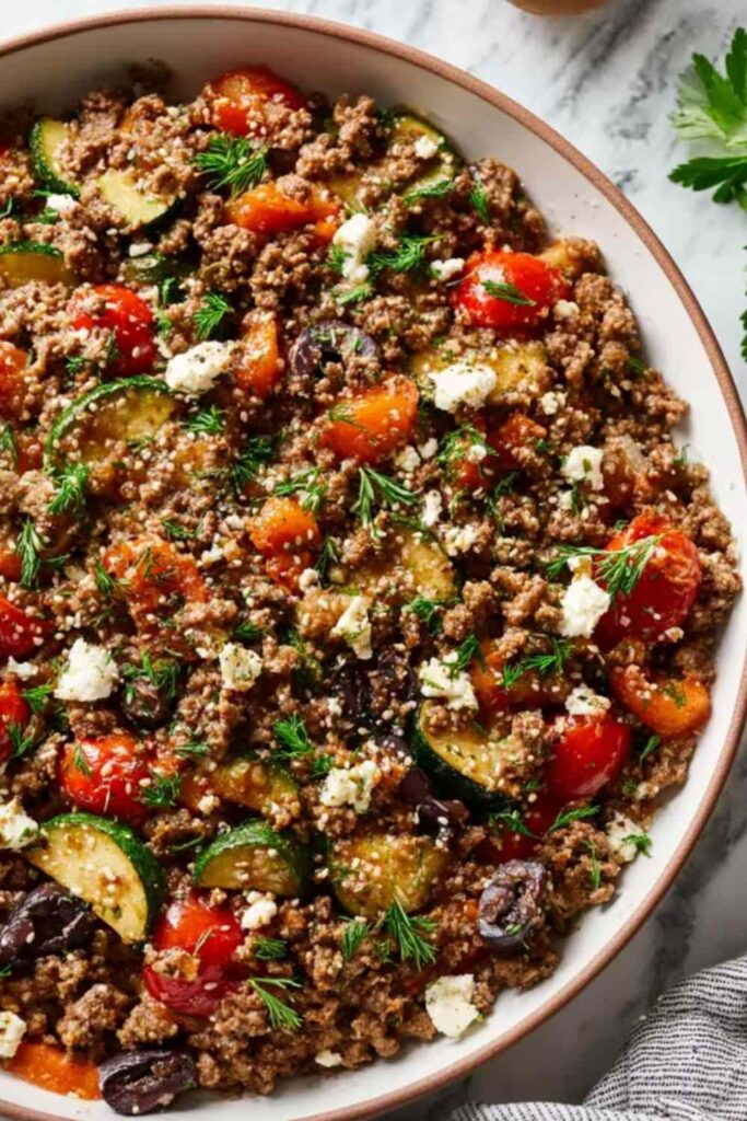 Mediterranean Ground Beef Stir-Fry