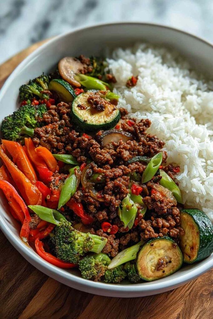 Spicy Ground Beef Stir-Fry Bowl