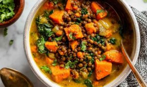 Vegan Sweet Potato Coconut Lentil Stew