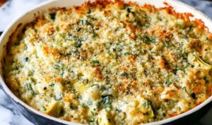 Cauliflower Rice Spinach Artichoke Casserole