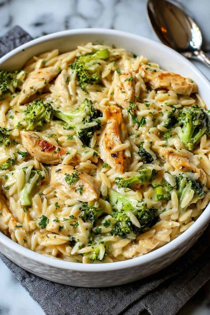 Cheesy Chicken Broccoli Orzo