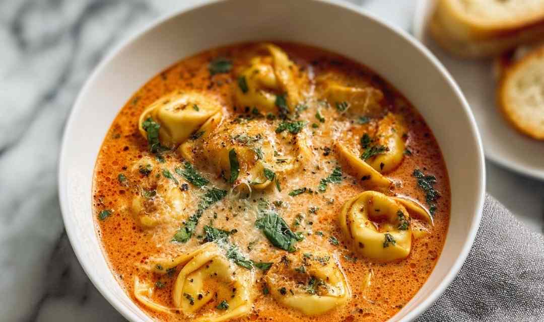 Cheesy Tomato Tortellini Soup