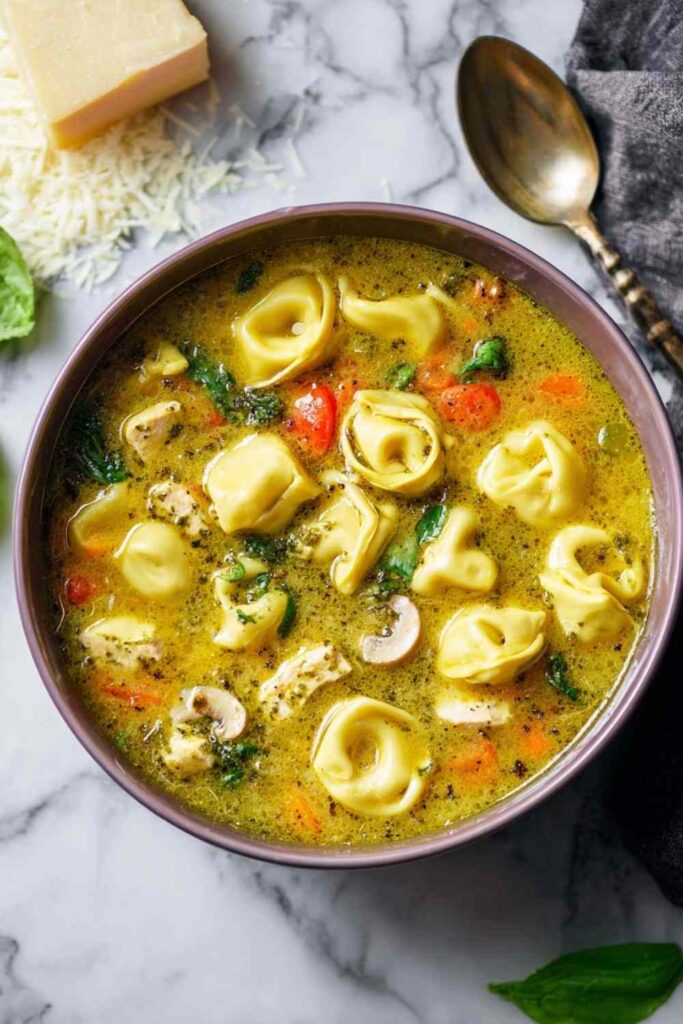 Chicken Pesto Tortellini Soup 3