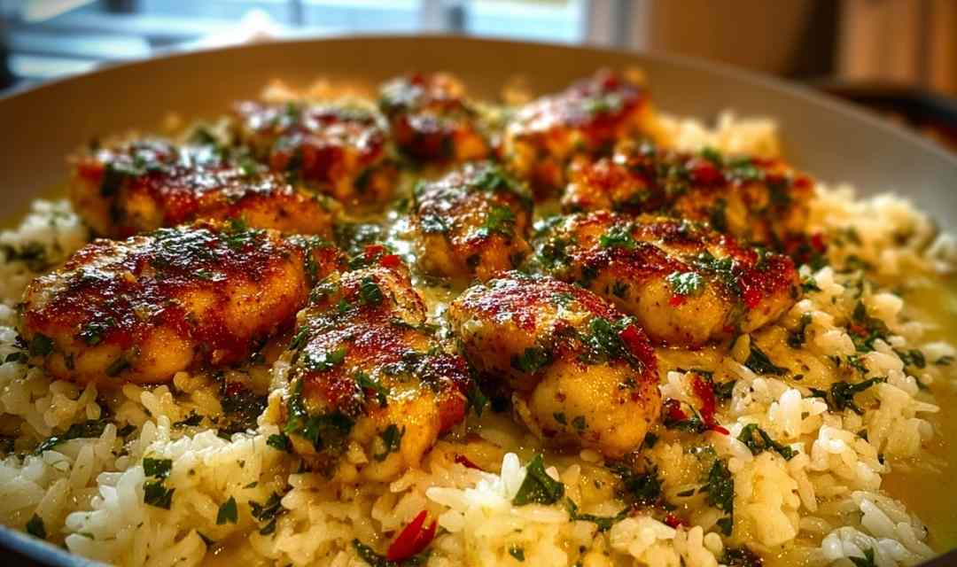 Chicken Scampi with Creamy Garlic Parmesan Rice