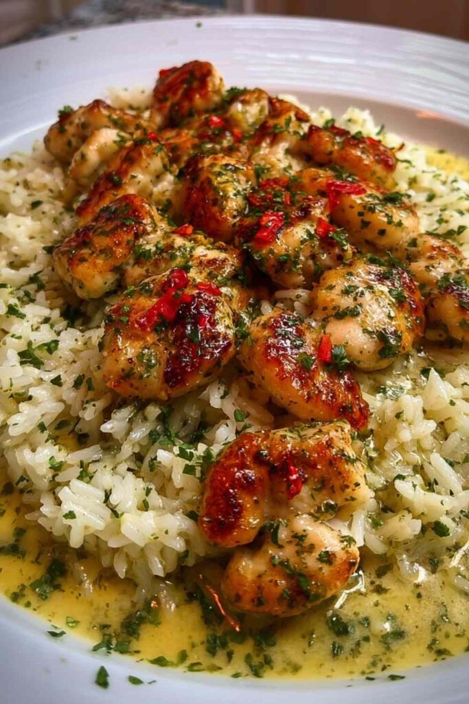 Chicken Scampi with Creamy Garlic Parmesan Rice