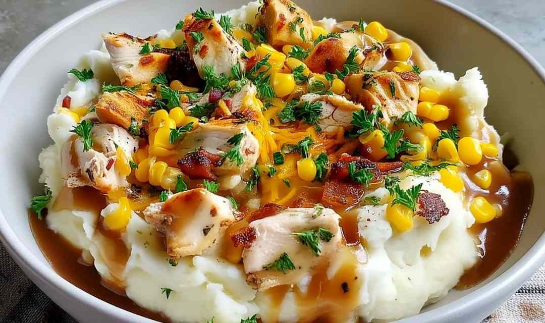 Chicken mashed potato bowls