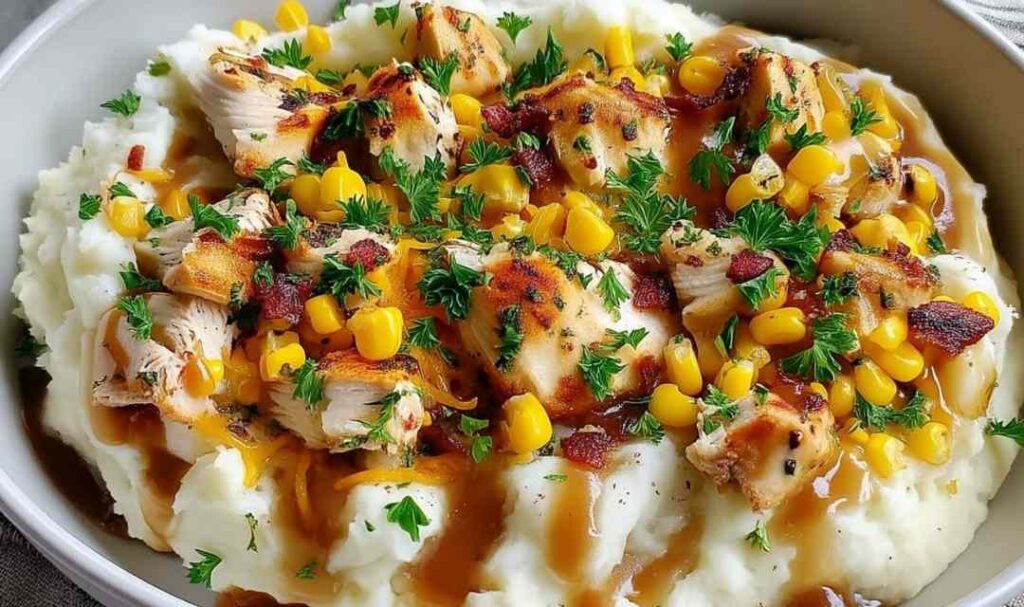 Chicken mashed potato bowls