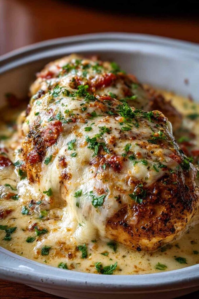 Crockpot Cheesy Mozzarella Chicken