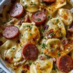 Crockpot Pierogi Casserole with Kielbasa