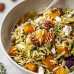 Fall Harvest Orzo Salad with roasted butternut squash, apples, and feta cheese