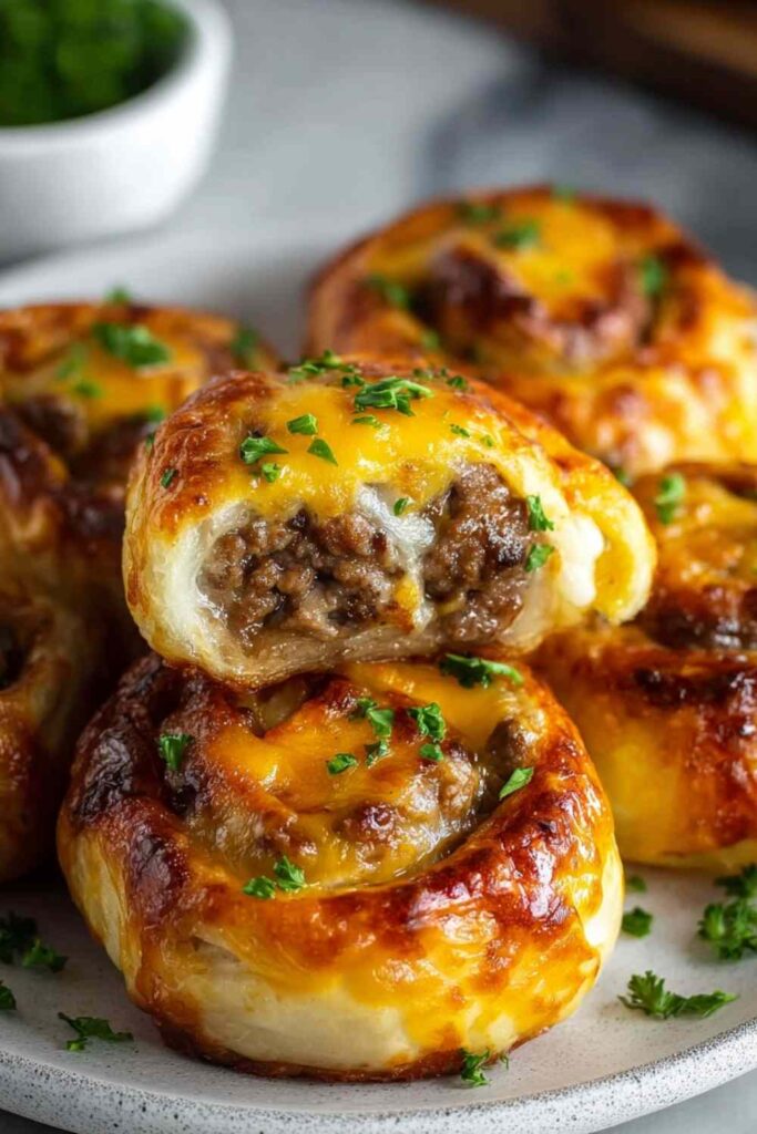 Garlic Butter Cheeseburger Rollups