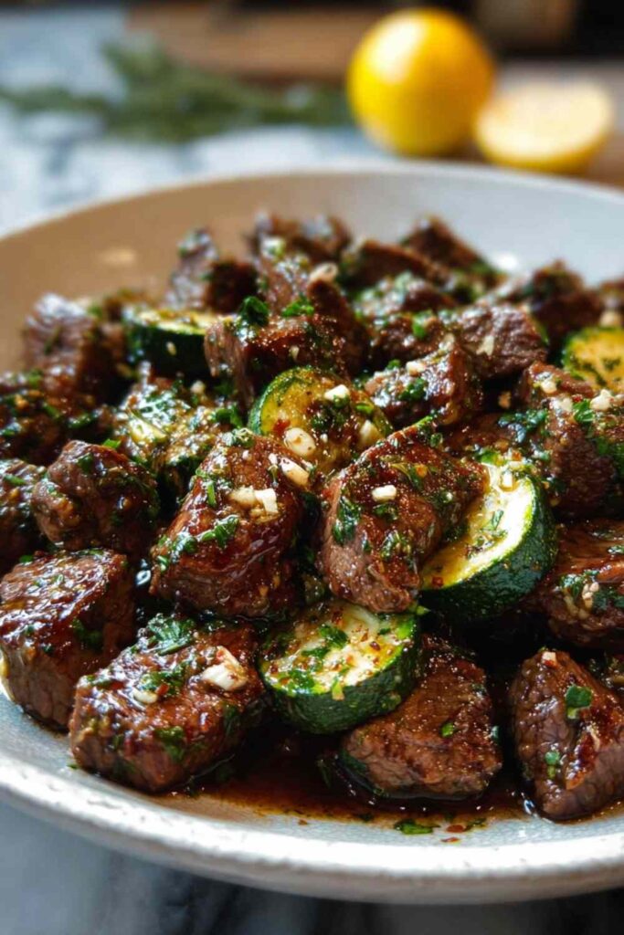 Garlic Butter Steak Bites with Zucchini