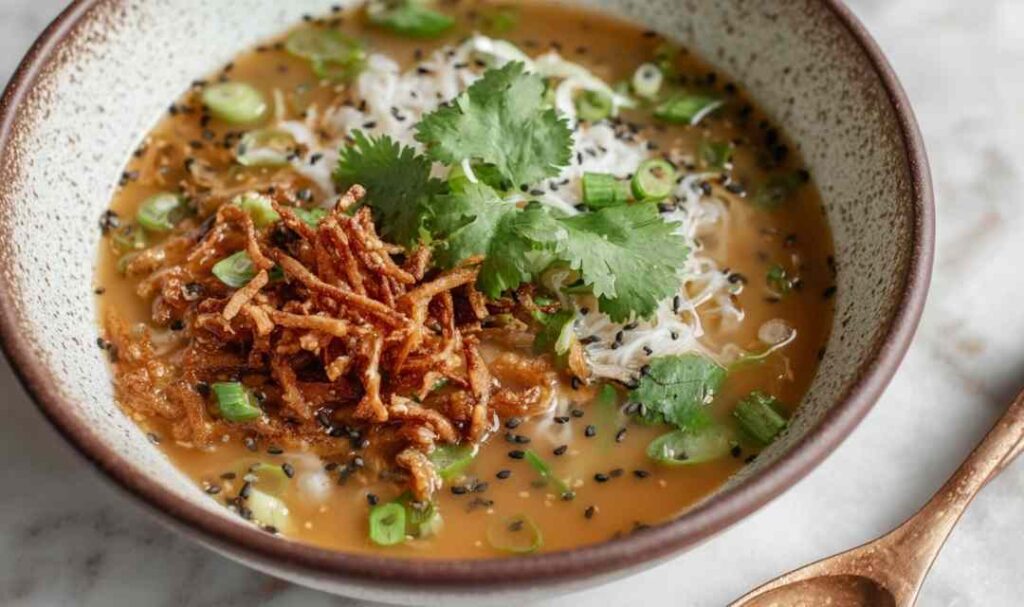 Ginger Miso Brothy Soup with Crispy Shredded Sesame Tofu 2