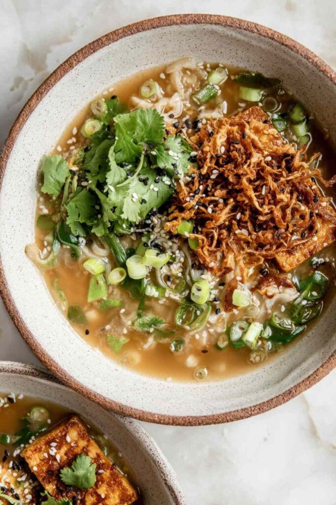 Ginger Miso Brothy Soup with Crispy Shredded Sesame Tofu 3