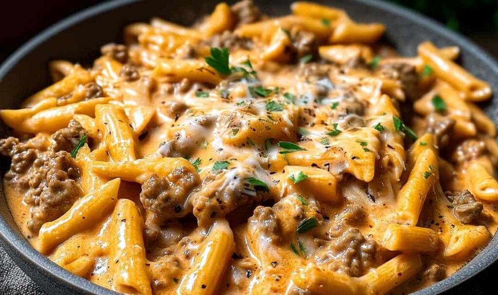 High Protein Creamy Beef Pasta