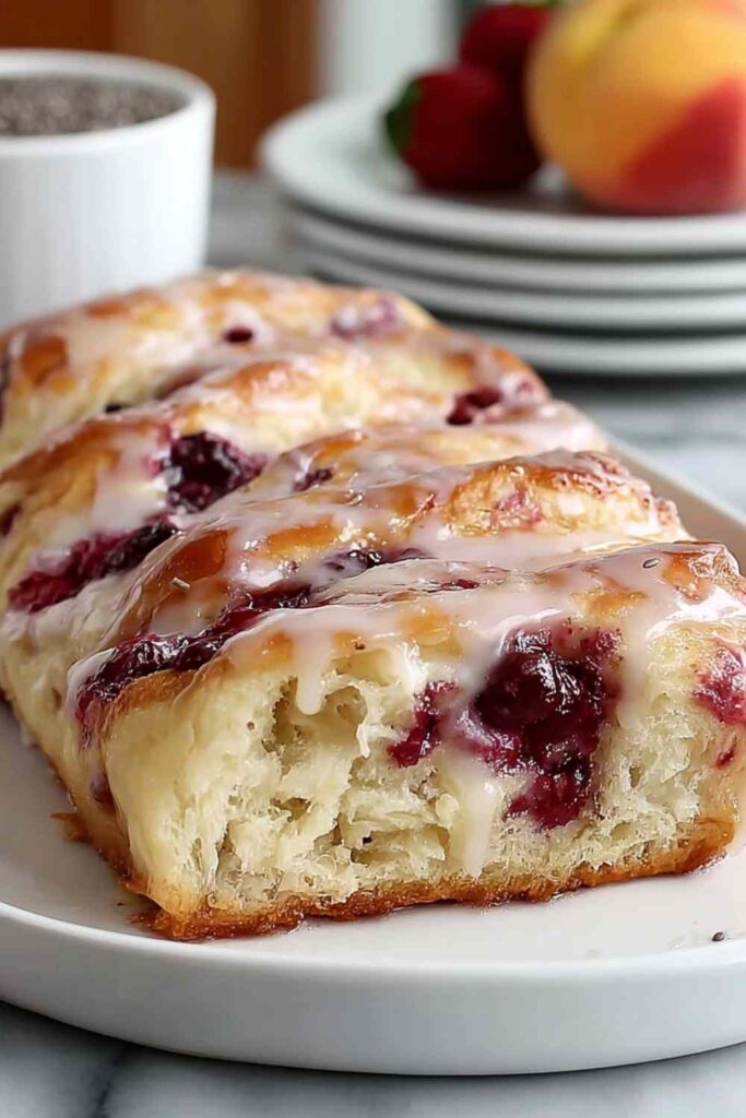 Homemade Jam Donut Focaccia dusted with powdered sugar on cooling rack