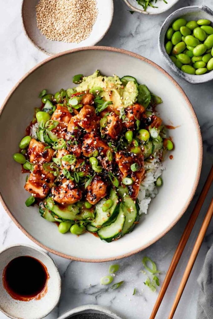 Honey Sriracha Salmon Bowls 3