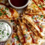 Hot honey BBQ chicken quesadillas