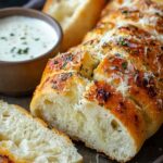 Italian herbs and cheese bread with golden crispy crust on cooling rack