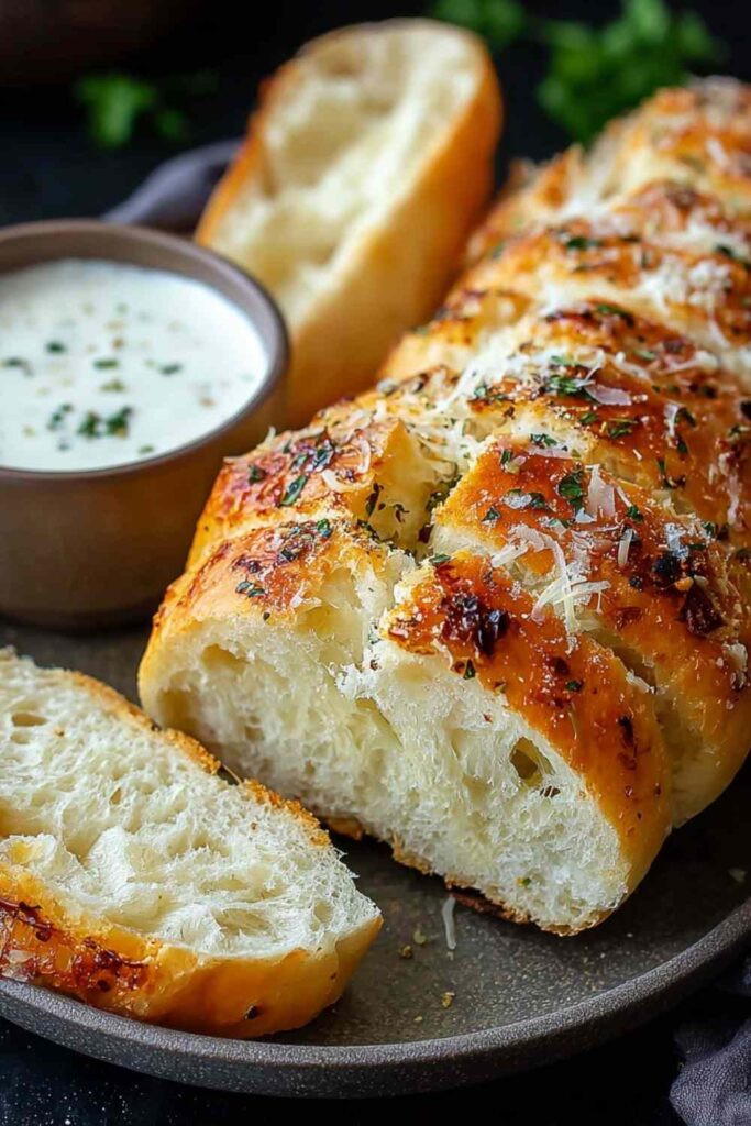 Italian herbs and cheese bread with golden crispy crust on cooling rack