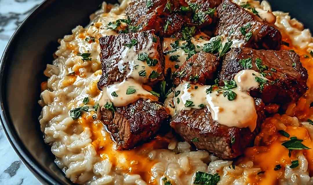 Mouthwatering Steak Queso Rice