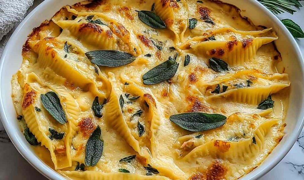 Pumpkin Gouda Stuffed Shells with Brown Butter Sage