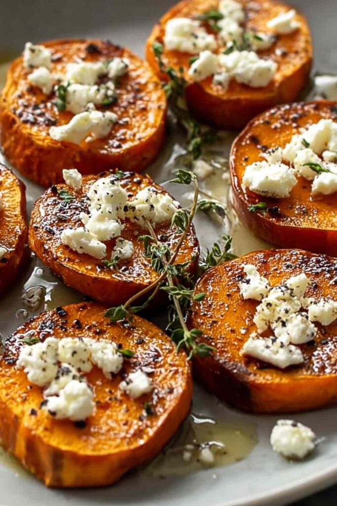 Roasted Sweet Potato Rounds with honey and feta 3