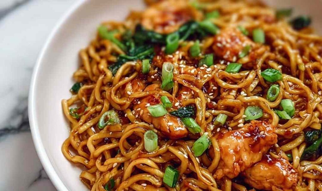 Sticky Garlic Chicken Noodles
