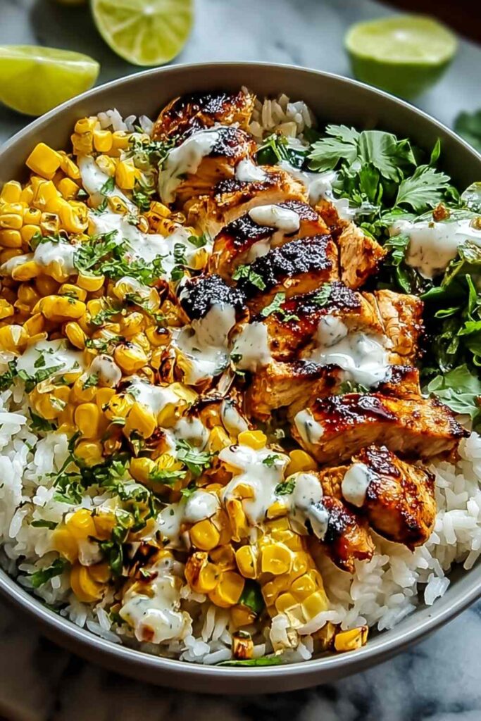 Street Corn Chicken Rice Bowl