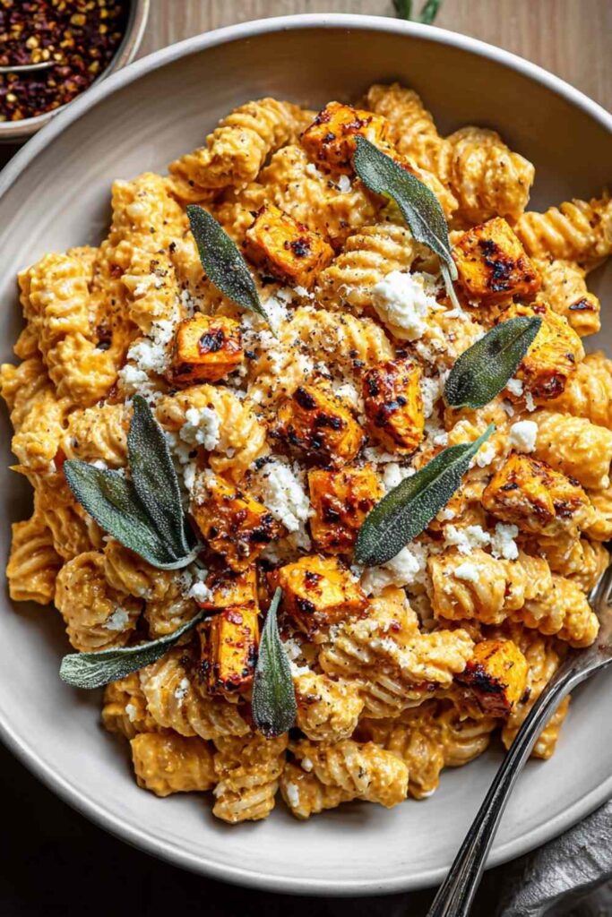 Sweet Potato Goat Cheese Sage Pasta