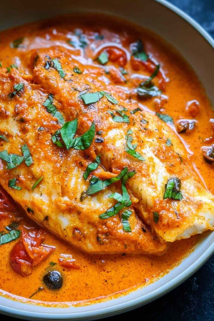 Tilapia in Roasted Pepper Sauce 3