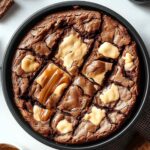 Biscoff blondies cut into squares showing fudgy texture with crushed Lotus cookies on top