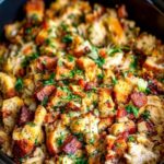 Crock Pot Chicken and Stuffing Dinner in slow cooker with tender chicken and vegetables