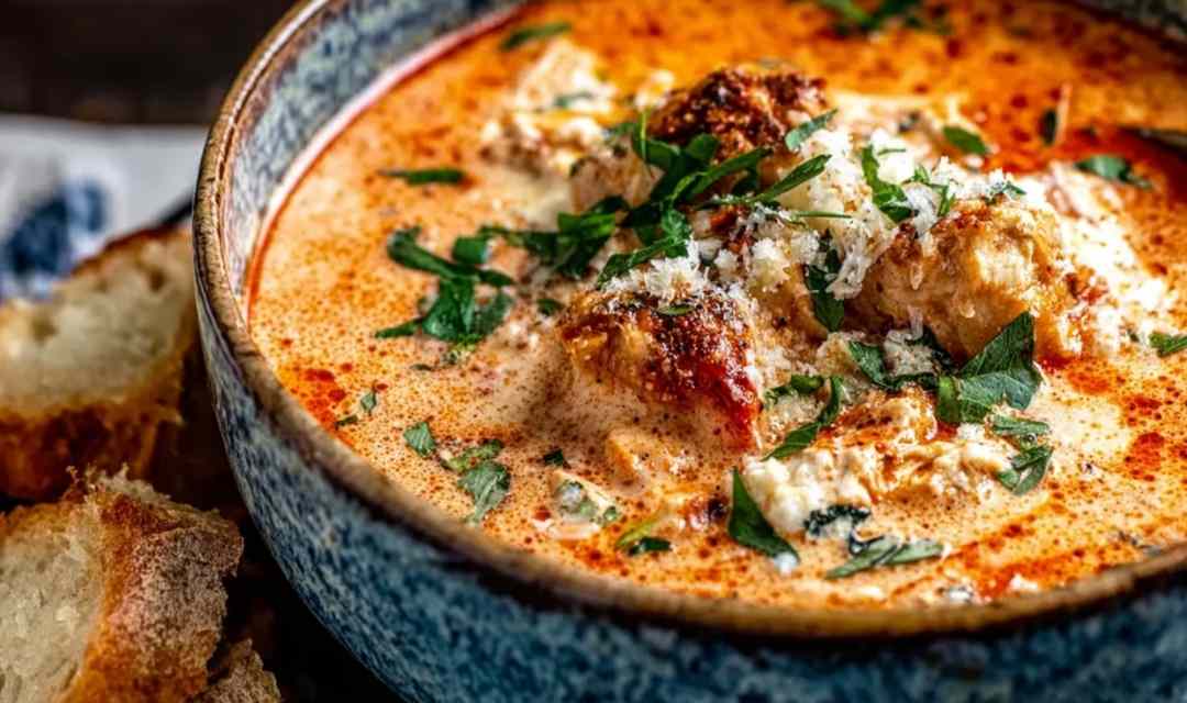 Crock Pot Creamy Chicken Parmesan Soup