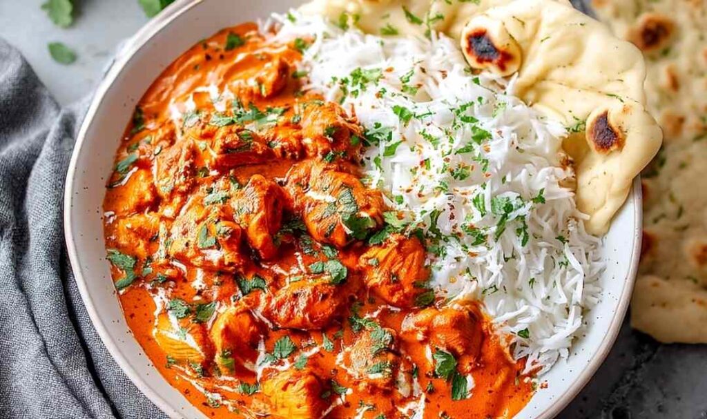 Crockpot Creamy Coconut Chicken Tikka Masala 5 Crockpot creamy coconut chicken tikka masala served over basmati rice with fresh cilantro garnish