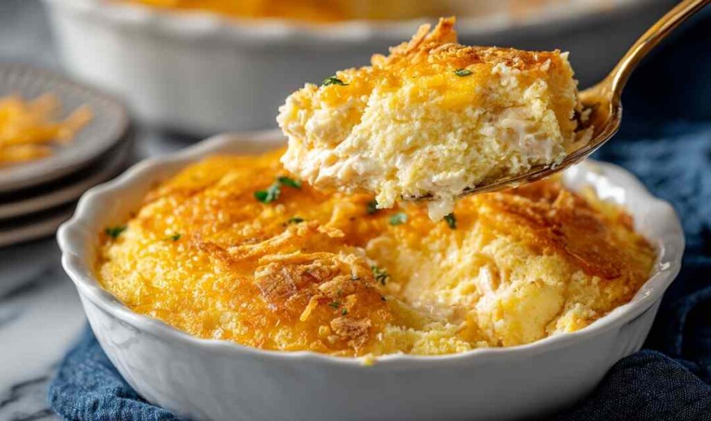Dolly Parton's 5-Ingredient Casserole in baking dish with golden cracker topping