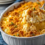 Dolly Parton's 5-Ingredient Casserole in baking dish with golden cracker topping