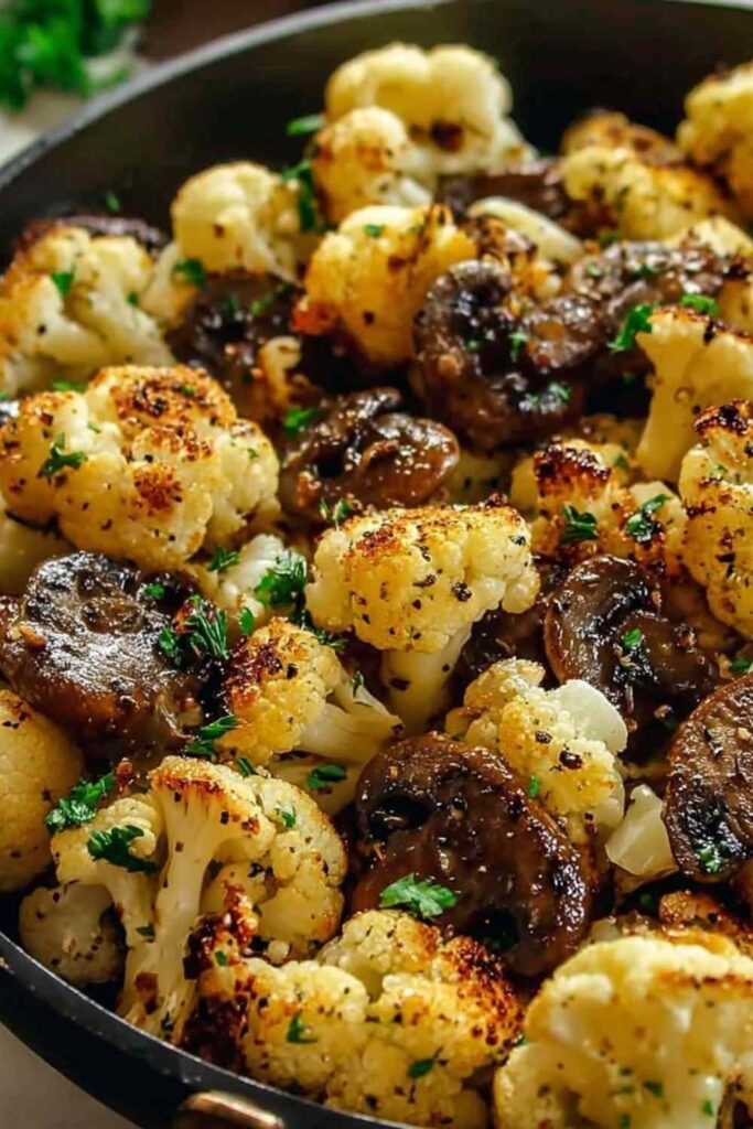 Easy Garlic Cauliflower Mushroom Skillet 3