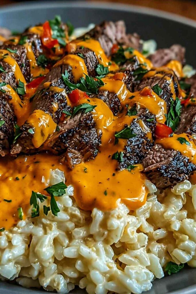 Easy Steak and Queso Rice 3