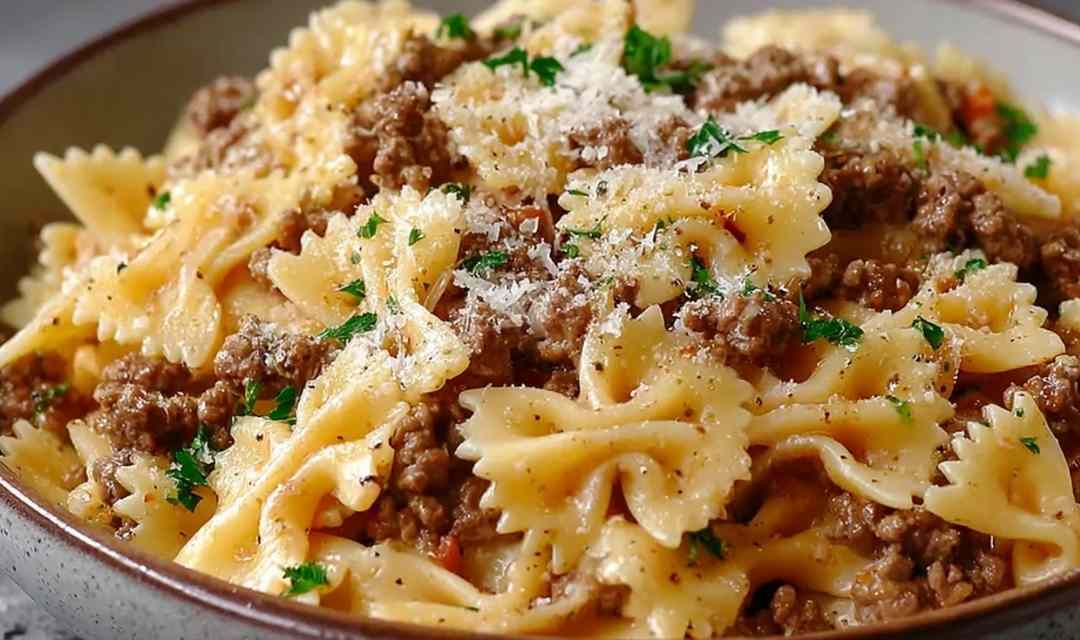 Garlic Butter Bowtie Pasta with Beef