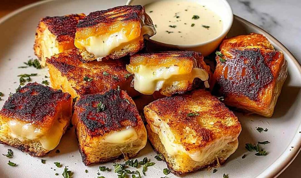 Hawaiian Roll Grilled Cheese with melted cheese and golden buttery tops on baking sheet